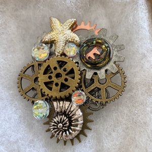 Nautical steampunk Swarovski brooch original